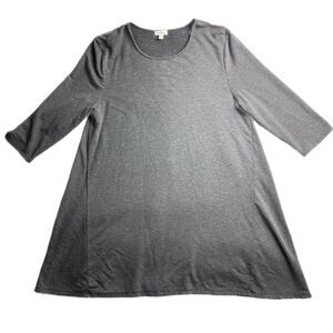 Garnet Hill Dark Gray A-Line Tunic Tencel Spandex French Terry Jersey Knit XL